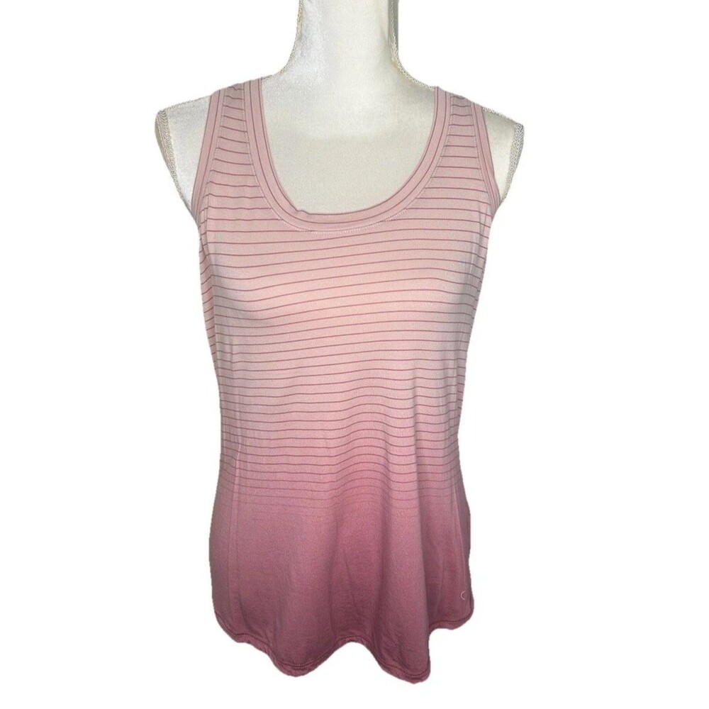 Calia Womens Size Medium Pink Striped Racerback Yoga Workout Active Tank Top